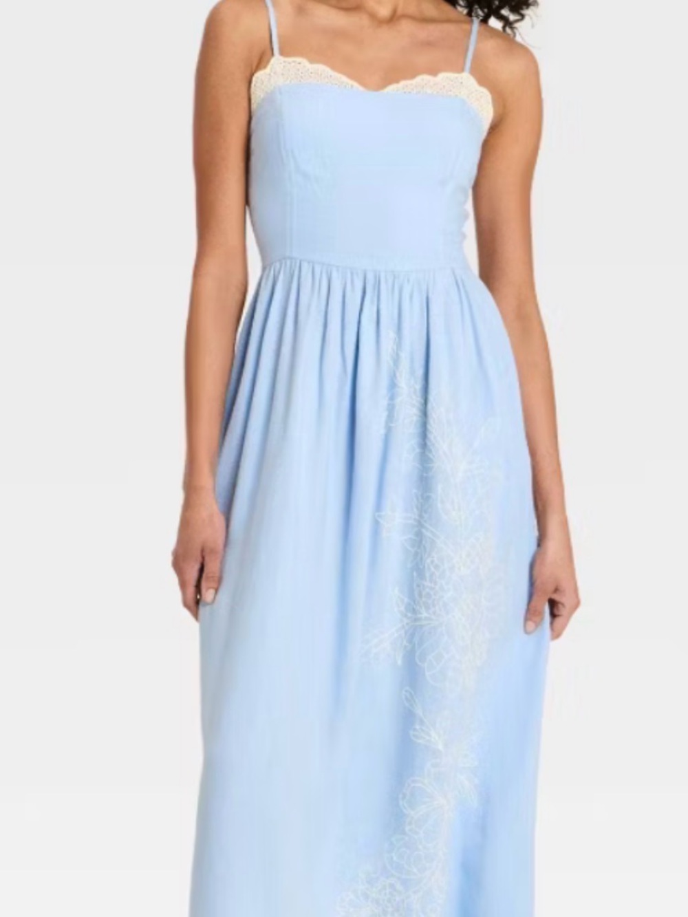 Universal Thread Light Blue Lace-Trim Midi Dress